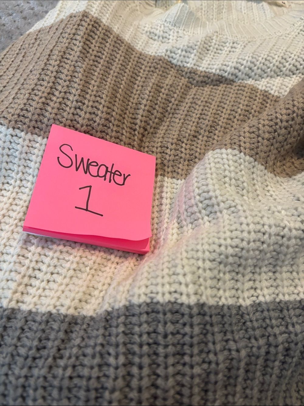 Anthropologie moon & madison Striped Crewneck Sweater in Cream, Taupe & Slate - Picture 5 of 5